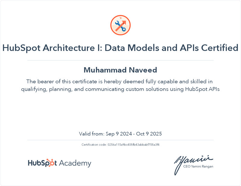 HS Data models and APIs Certification