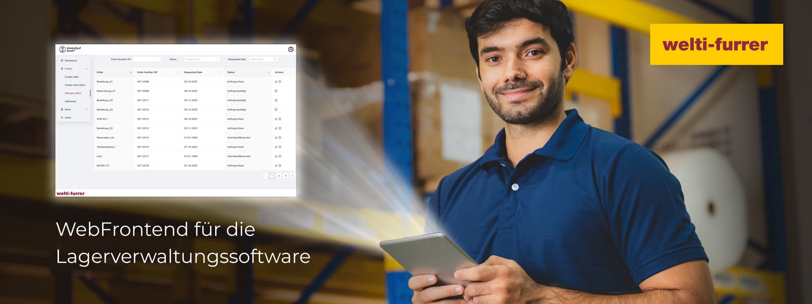 WebFrontend für die Lagerverwaltungssoftware von Welti-Furrer