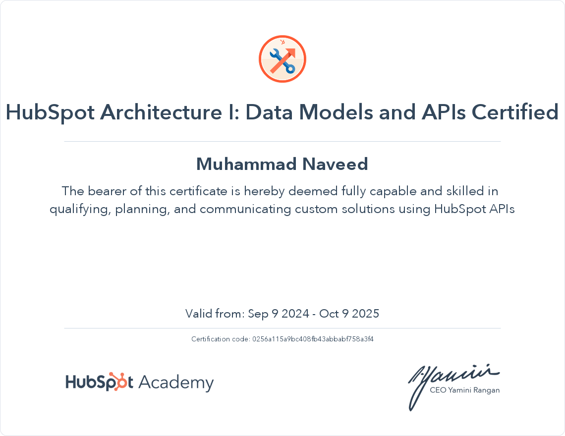HS Data models and APIs Certification