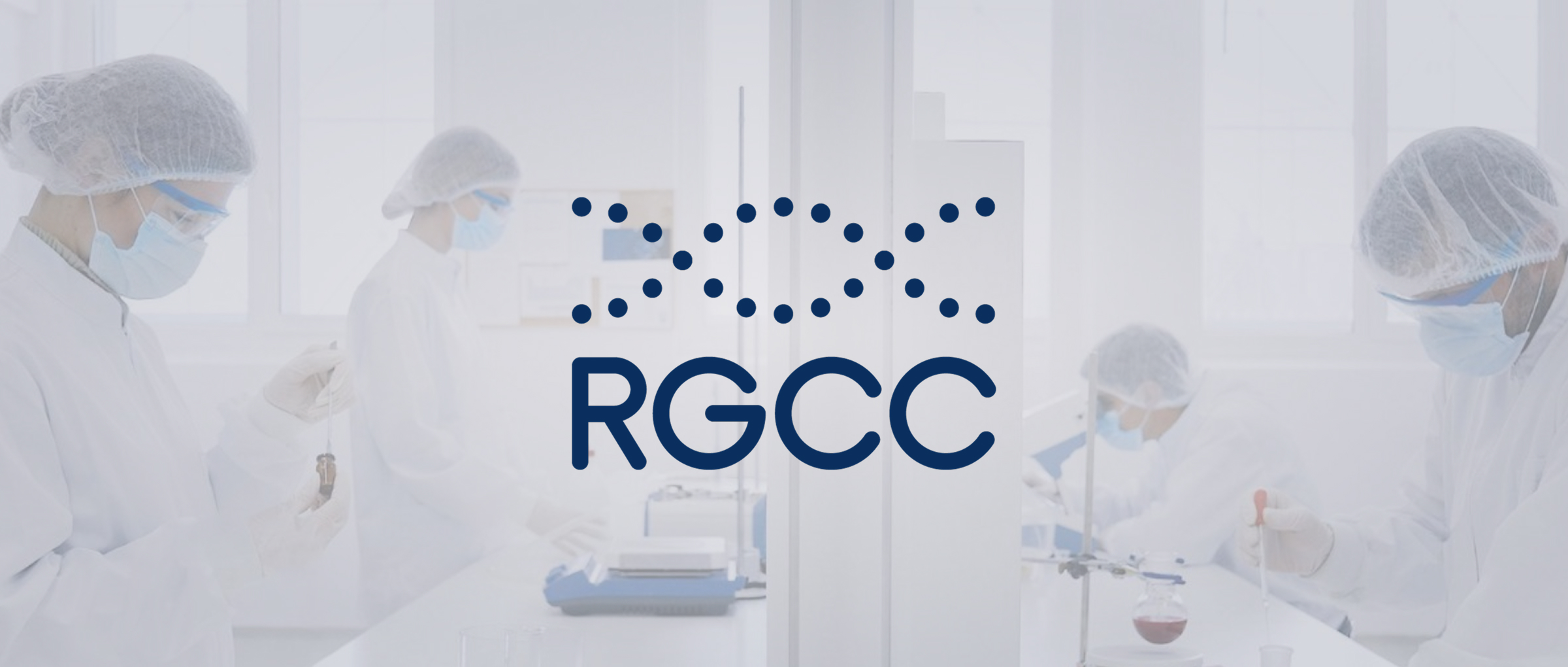 RGCC logo with a laboratory team in the background